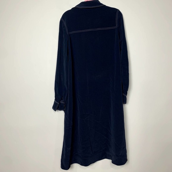 CO Collection Pre-Fall 29 Button Up Long Sleeve Midi Dress Navy Blue Size Medium - Picture 6 of 9